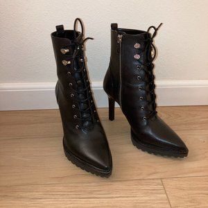 NWOB Black Michael Kors Kyle Leather Lace-Up Boot Size 7